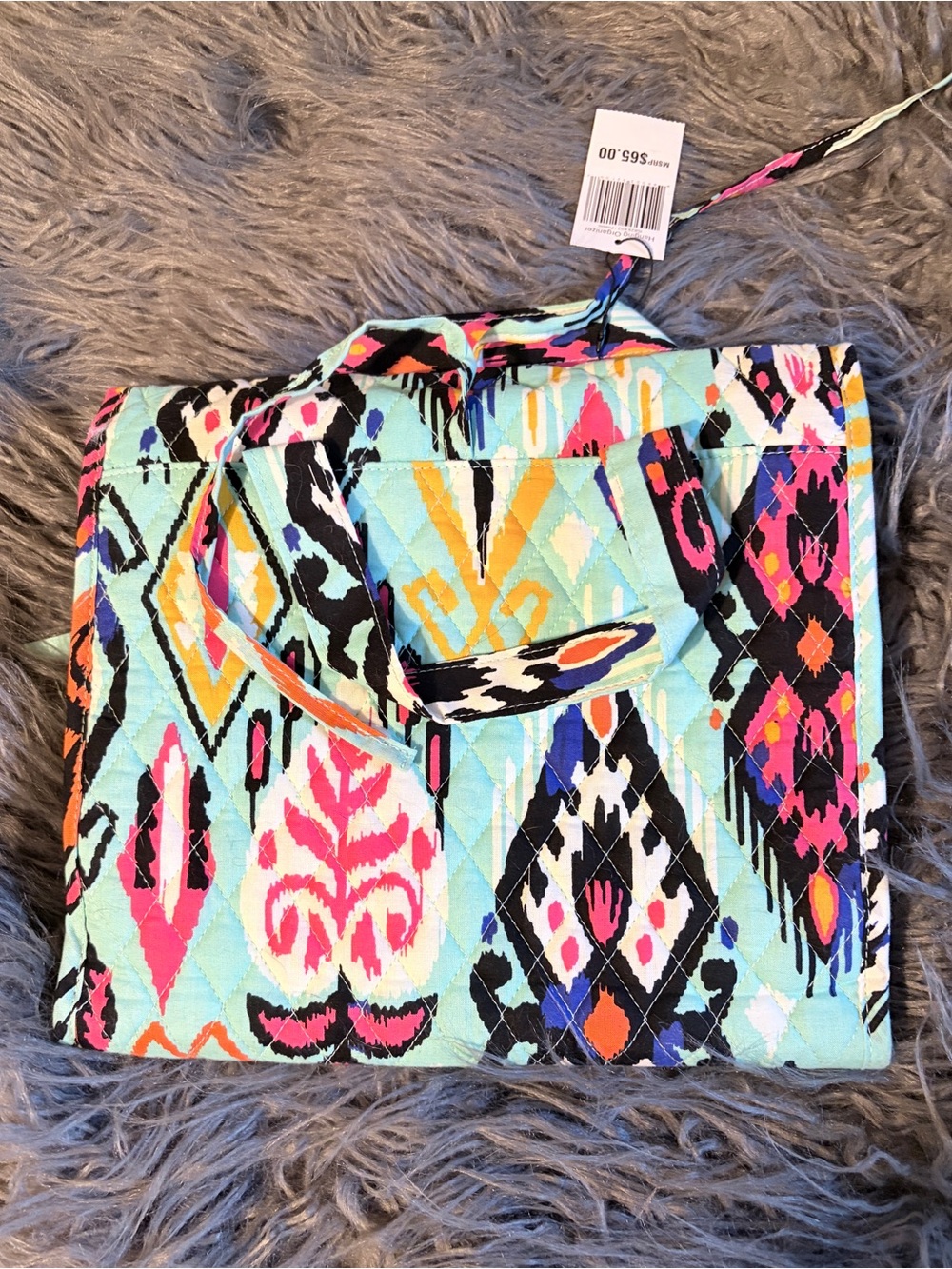 Vera Bradley Pueblo Print Quilted Patterned Hanging Organizer - Aqua Multicolor - Picture 7 of 7